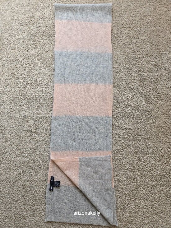 Hannah Rose Accessories - Hannah Rose Cashmere Scarf Pink & Grey Lightweight Weave
